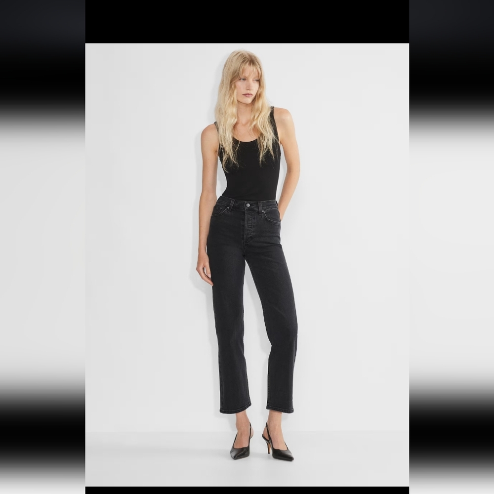Denim Forum the arlo hi-rise straight jean- size 28 (Black Eyeliner)